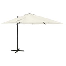 Parasol déporté avec mât et lumières LED Sable 250 cm