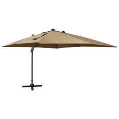 Parasol déporté avec mât et lumières LED Taupe 300 cm 2