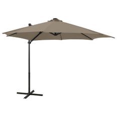 Parasol déporté avec mât et lumières LED Taupe 300 cm 3