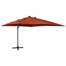 Parasol déporté avec mât et lumières LED Terre cuite 300 cm