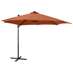 Parasol déporté avec mât et lumières LED Terre cuite 300 cm 3