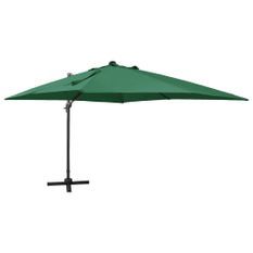 Parasol déporté avec mât et lumières LED Vert 300 cm 3