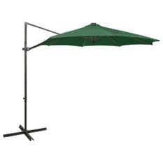 Parasol déporté avec mât et lumières LED Vert 300 cm 2