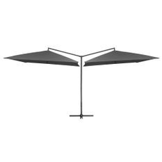 Parasol double avec mât en acier 250 x 250 cm Anthracite