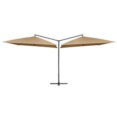 Parasol double avec mât en acier 250 x 250 cm Taupe