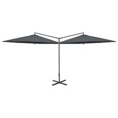 Parasol double avec mât en acier Anthracite 600 cm