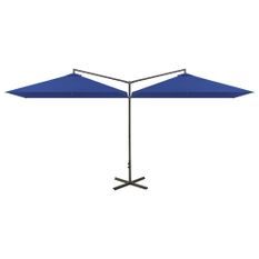 Parasol double avec mât en acier Bleu azuré 600x300 cm