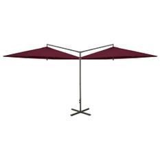 Parasol double avec mât en acier Rouge bordeaux 600 cm