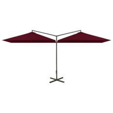 Parasol double avec mât en acier Rouge bordeaux 600x300 cm