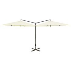 Parasol double avec mât en acier Sable 600 cm