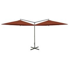 Parasol double avec mât en acier Terre cuite 600 cm