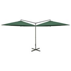 Parasol double avec mât en acier Vert 600 cm