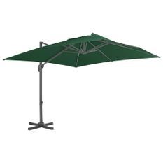 Parasol en porte-à-faux avec mât en aluminium 400x300 cm Vert