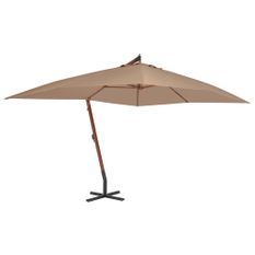 Parasol en porte-à-faux avec mât en bois 400 x 300 cm Taupe