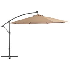 Parasol en porte-à-feux et poteau métallique 350 cm Taupe