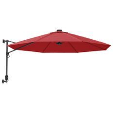 Parasol mural avec LED rouge vif 290 cm