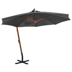 Parasol suspendu avec mât Anthracite 3,5x2,9 m Bois de sapin