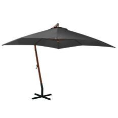 Parasol suspendu avec mât Anthracite 3x3 m Bois de sapin massif