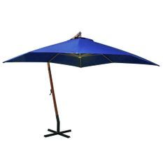 Parasol suspendu avec mât Bleu azuré 3x3 m Bois de sapin massif