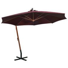 Parasol suspendu avec mât Rouge bordeaux 3,5x2,9m Bois de sapin