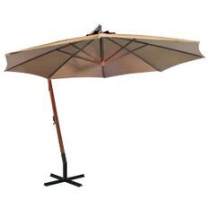 Parasol suspendu avec mât Taupe 3,5x2,9 m Bois de sapin massif