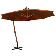 Parasol suspendu avec mât Terre cuite 3,5x2,9 m Bois de sapin