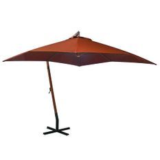 Parasol suspendu avec mât Terre cuite 3x3m Bois de sapin massif