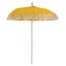 Parasol tissu jaune et bois massif blanc Nayra