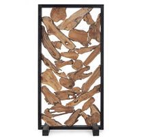 Paravent en racines de teck et acier noir GREKA 100 cm