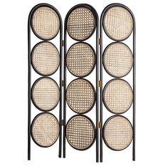 Paravent en rotin noir et beige KANOL – Délimitez vos espaces avec style