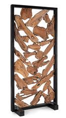 Paravent GREKA en racines de teck et acier noir