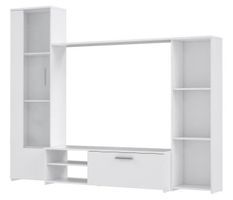 Paroi meuble TV - Blanc mat - L 220,4 x P41,3 x H177,5 cm