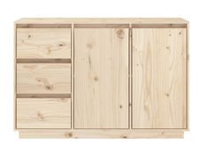 Petit buffet 2 portes 3 tiroirs en bois massif de pin Romane – Style classique et fonctionnel