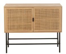 Petit buffet 2 portes KLAKO – Bois naturel & cannage