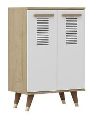 Petit buffet chêne saphir et blanc 2 portes Parko 60 cm