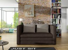 Petit canapé convertible tissu chocolat Mouva 132 cm