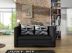 Petit canapé convertible tissu noir Mouva 132 cm