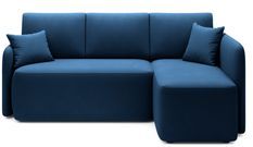Petit canapé d'angle convertible 3 places tissu bleu Takin 206 cm