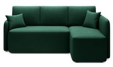 Petit canapé d'angle convertible 3 places tissu vert Takin 206 cm