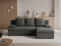 Canapé d’angle réversible convertible GARY en tissu côtelé – 206 cm