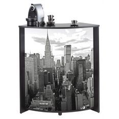 Petit meuble bar noir BARNO 97 cm – Comptoir compact avec étagères réglables