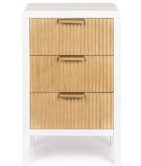 Petit meuble de rangement 3 tiroirs CHARLEY – Blanc & naturel