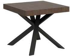 Petit table carrée extensible 90x90 à 194 cm marron et anthracite Karzy