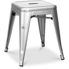 Petit tabouret industriel acier brillant renforcé Kalax 45 cm - Haut de gamme