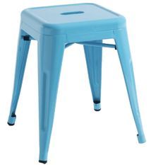 Petit tabouret industriel KONTOIR en acier brillant - Hauteur d'assise 45 cm