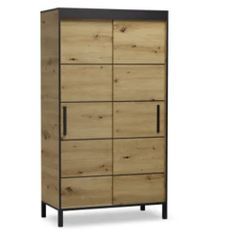 Petite armoire coulissante ADEL 120 cm – Avec lattes décoratives et rangement optimisé