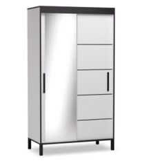 Petite armoire coulissante ADEL 120 cm avec miroir – Gain de place et fonctionnalité