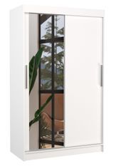 Petite armoire de chambre 2 portes coulissantes 1 bois blanc 1 miroir Roba 120 cm