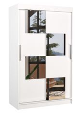 Petite armoire de chambre 2 portes coulissantes bois blanc et 4 miroirs Luko 120 cm