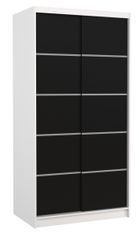 Petite armoire de chambre blanche 2 portes coulissantes en bois noir Rika 100 cm